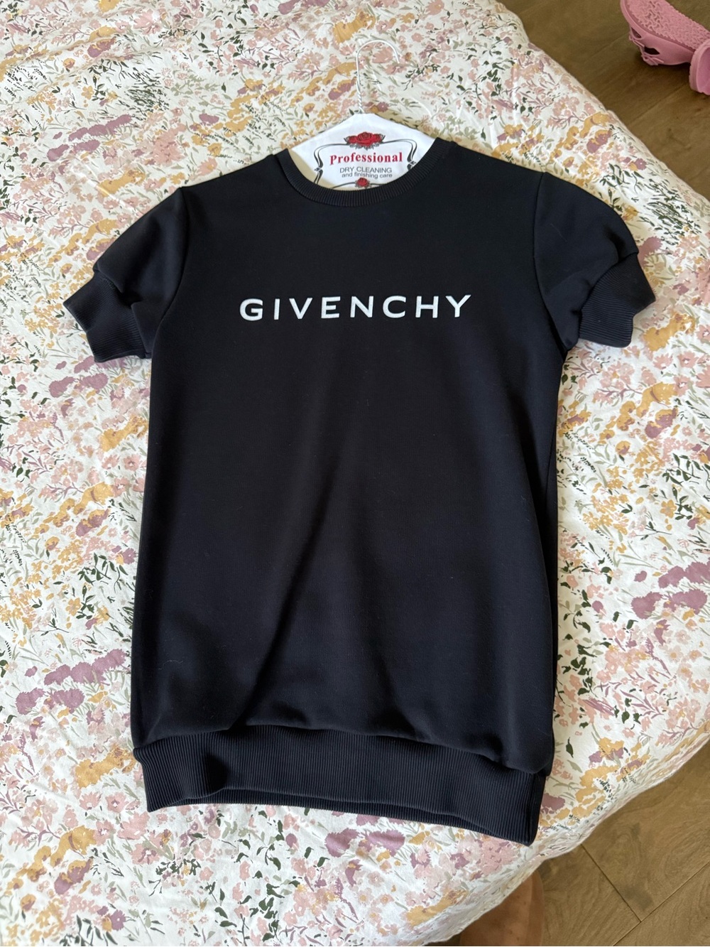 Givenchy Black Short Sleeve Logo Sweatshirt Dress